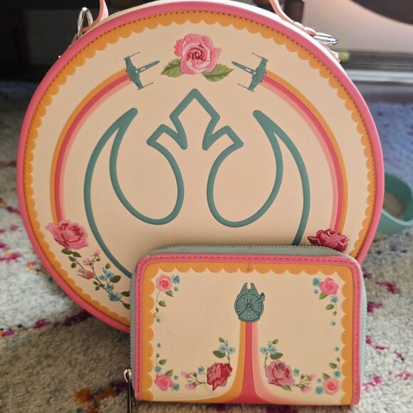 Loungefly Rebel Floral Covertible Crossbody Backpack and Wallet - Picture 1 of 3